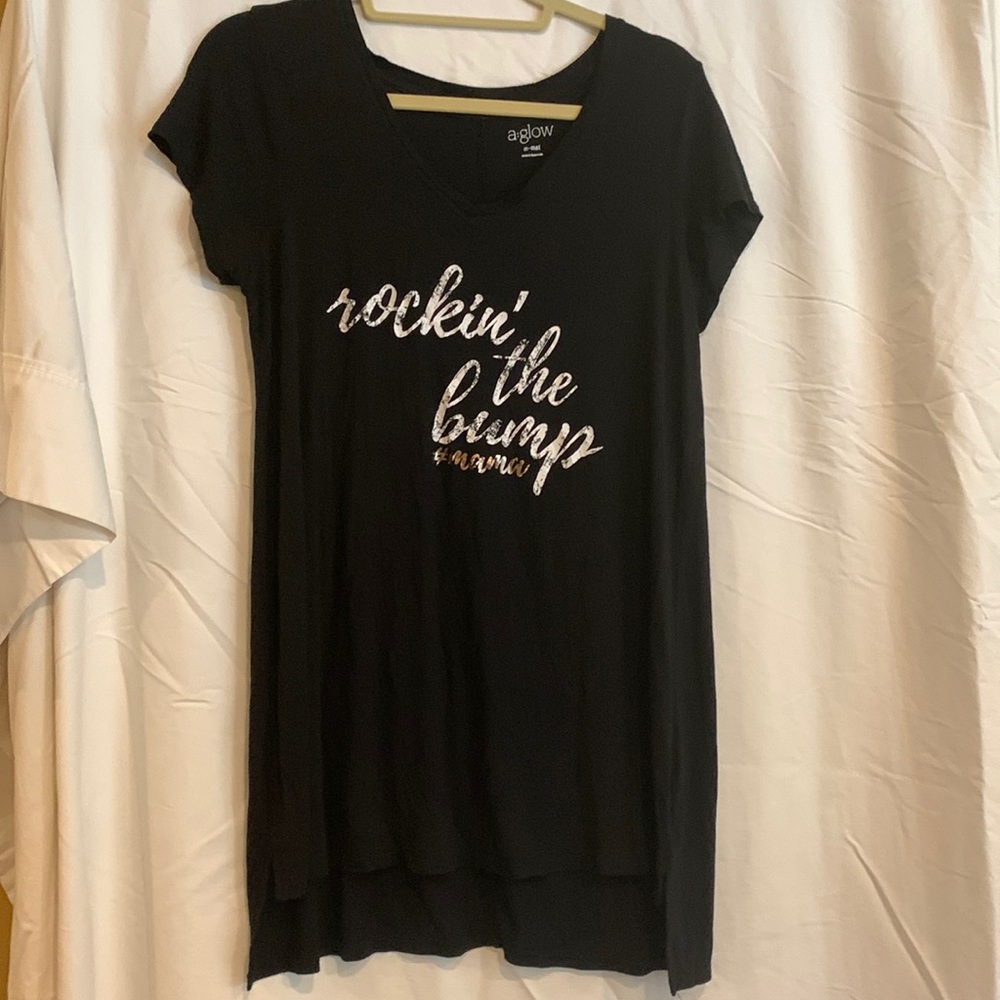 A-glow "Rockin' the Bump" Black Maternity T-shirt/Tunic- Size Medium